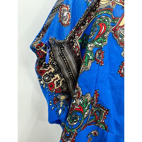 Missguided Blue Paisley Print Twist Front Cami Tank Dress Women's Size 6 NWT - Picture 12 of 13